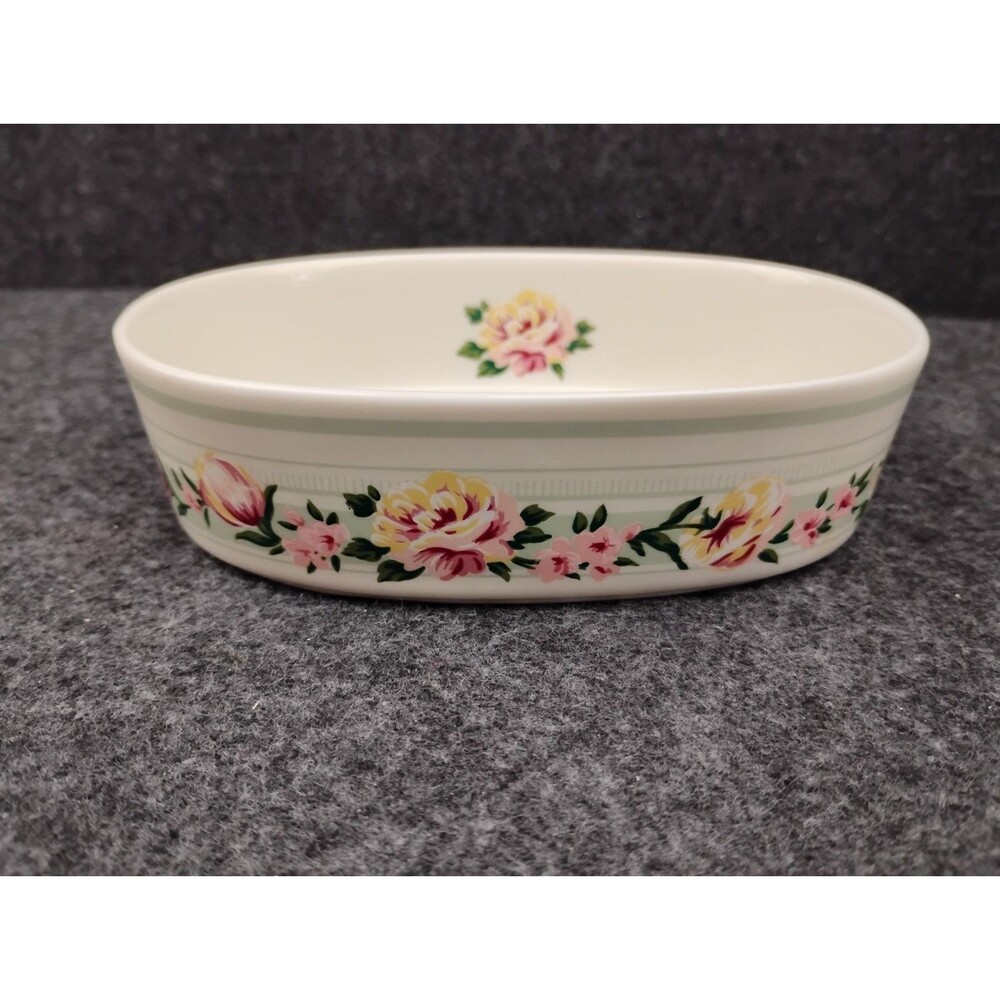Vintage CROSCILL Porcelain Bathelle Soap Dish Cottagecore Pink Roses Japan